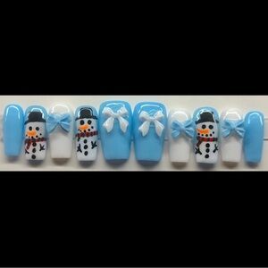 Snowman Nail Art Set in Blue and White